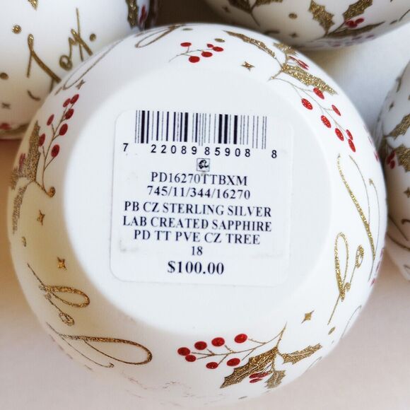 NWT 18K GP Sterling Silver Ornament Box Christmas Tree Pendant 18" Necklace - Picture 5 of 5